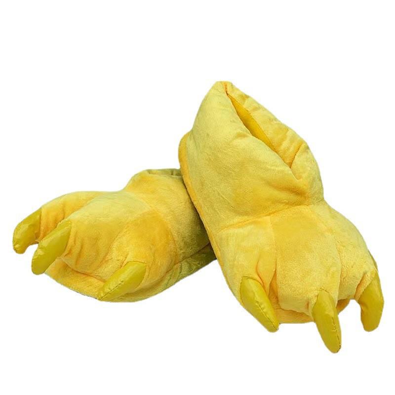 Kreslené bavlněné pantofle s dinosaurem a tygřími drápy - Hřejivé párové boty pro muže a ženy