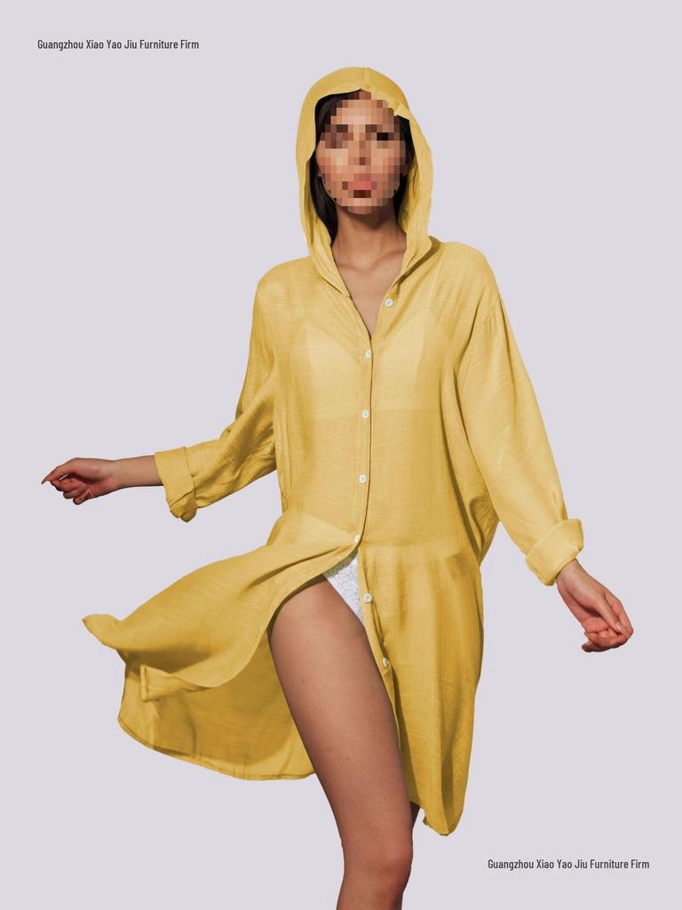 Damen Langarm Kapuzen Strand-Überwurf Strickjacke