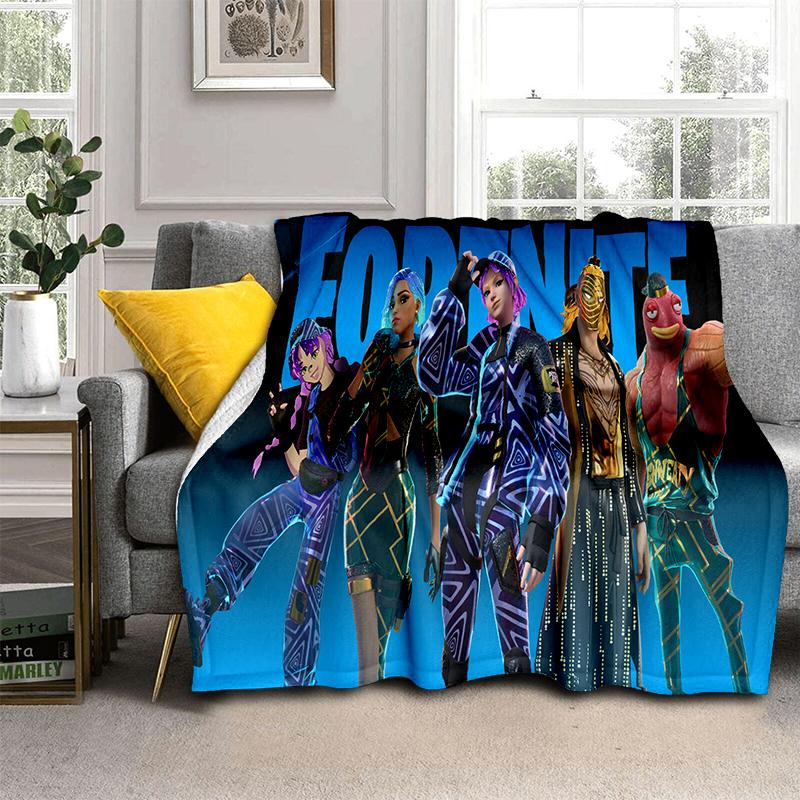 3D F-Fortnites Cartoon Game Flannel Blanket Soft Warm Throw Blanket for Bedroom Living Room Bed Travel Camping Picnic Gift 75x90cm