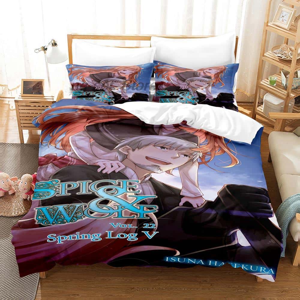 3D Druck Anime Spice and Wolf Bettwäsche Set Einzelbett Twin Full Queen King Size Bettset Erwachsene Kinder Schlafzimmer Bettbezug Set Heimtextilien