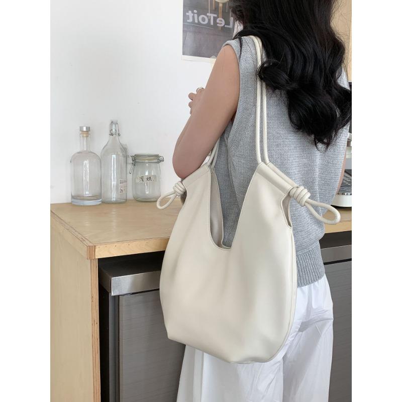 Minimalist style tote bag large capacity women's new commuter bag fashionable simple soft leather shoulder bag women