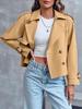 Women's Khaki Short Trench Coat with Epaulets