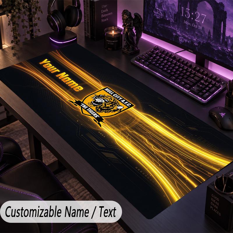 Large Mouse PadHull City Custom Name Text Personalized Desk Mat Non Slip Gaming Pad