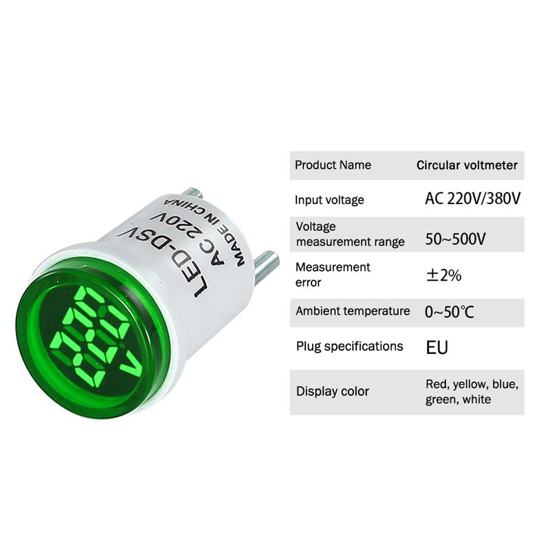 1 buc. Priză UE LED Monitor Digital Casnic AC 50V~500V Voltmetru Indicator Luminos Circular Universal AC220V