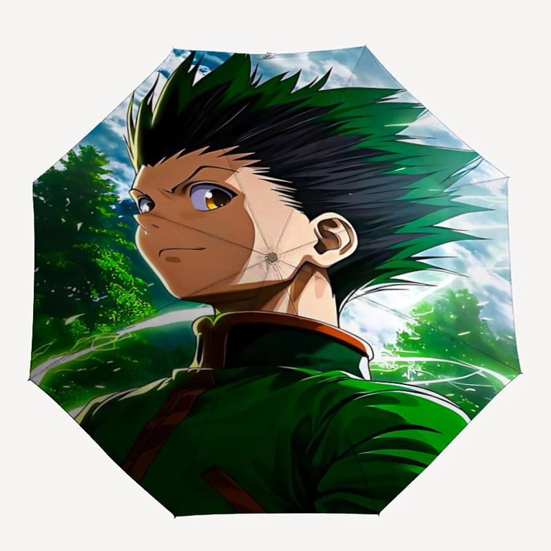 

1pc Heroic Journey Green Warrior Automatic Folding Umbrella, 8 Ribs for All-Season Use, Portable for Travel & Outdoor Activities 018