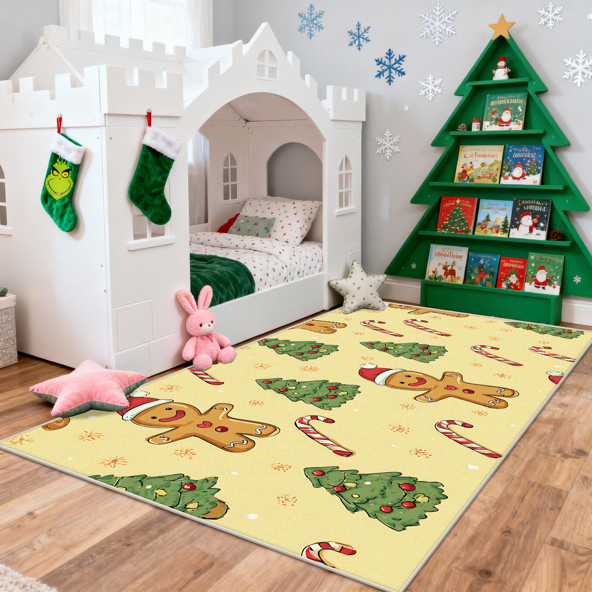 

Cartoon Children Bedroom Bedside Carpet Home Decoration Christmas Cute Soft Long Rugs Living Room Non-slip Baby Crawling Mat 60x160cm