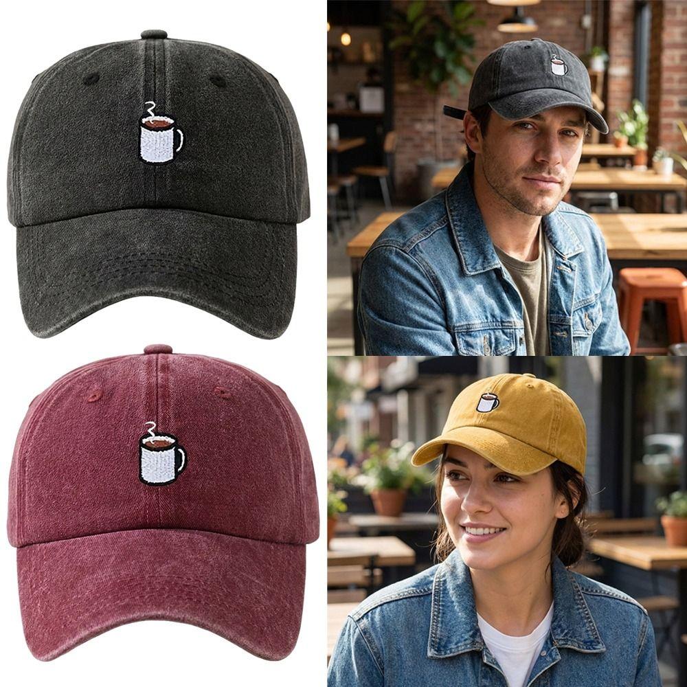 Hip Hop Baseball Cap Embroidered Coffee Cup Outdoor Fishing Hat For Running Fishing Mountain