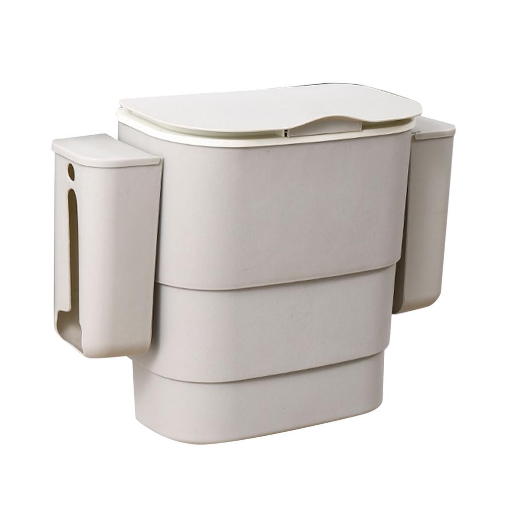 Hanging Trash Can with Lid Large Capacity Wall Mounted Garbage Can for Kitchen Cabinet Bathroom Light Gray