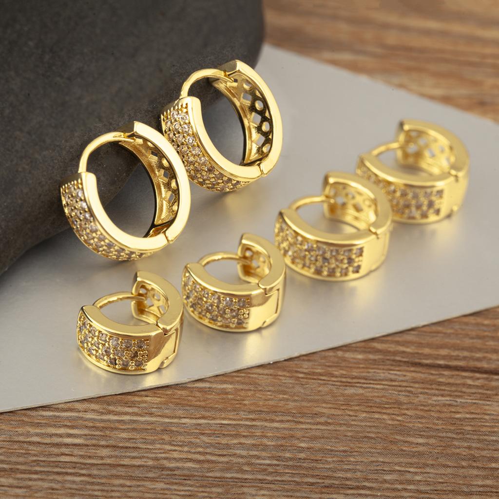 Nidin Hot Sale S/M/L Sizes Cubic Zirconia Geometry Circular Hoop Earrings For Women Female Trendy Temperament Ear Jewelry Gifts