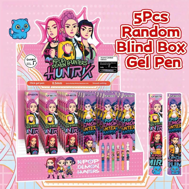 1/5 Stück Kpop Demon Hunters 0,5 mm Gelstifte Blindbox Niedlich Reibungsloses Schreiben Anime Stift Studenten Schreibwaren Schulbürobedarf Geschenk