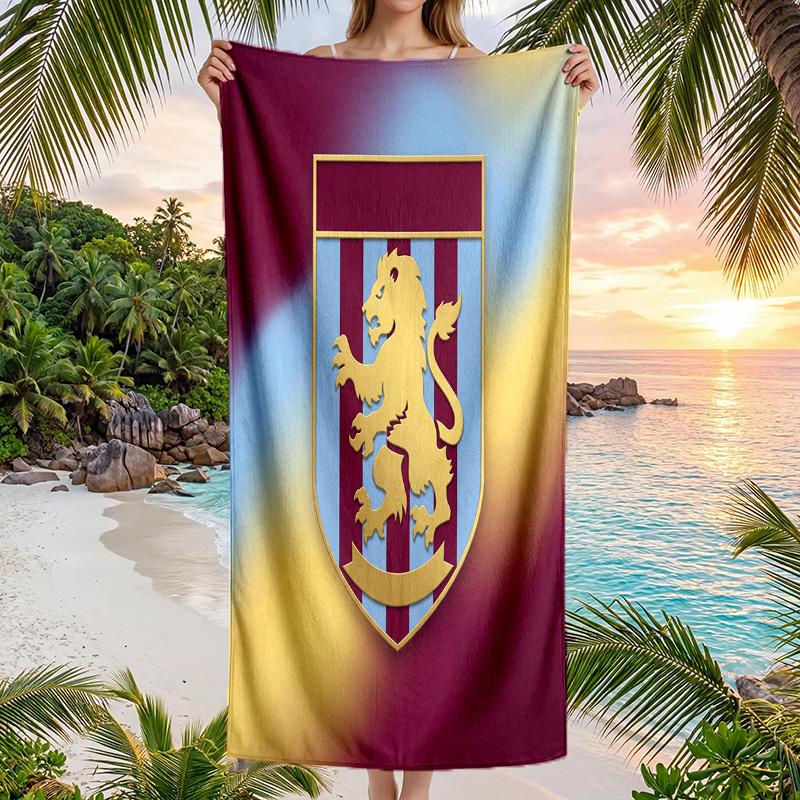 Aston Villa Football Beach Towel Soft Microfiber Summer Towel Quick Dry Absorbent Towel for Beach Swimming Pool Travel