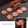 Ebony Wood Carved Non-Slip Tea Coaster Set - Retro Anti-Scald Pad for Tea Ceremony