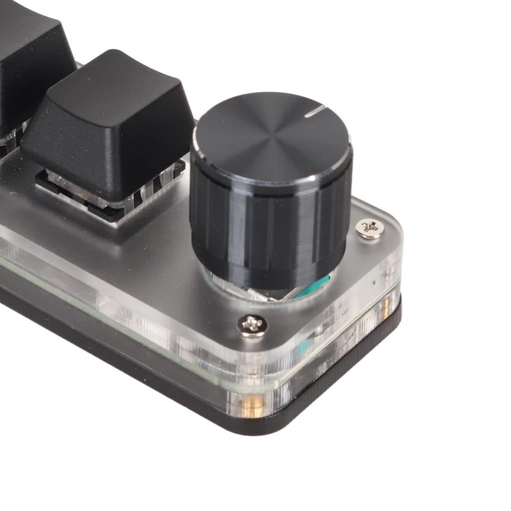 Mini 3-Key Keypad, One-Handed USB PC Keypad with Knob, Programmable Mechanical Keyboard, Mini Macro Mechanical Gaming Keyboard, Blue Switch (Black)