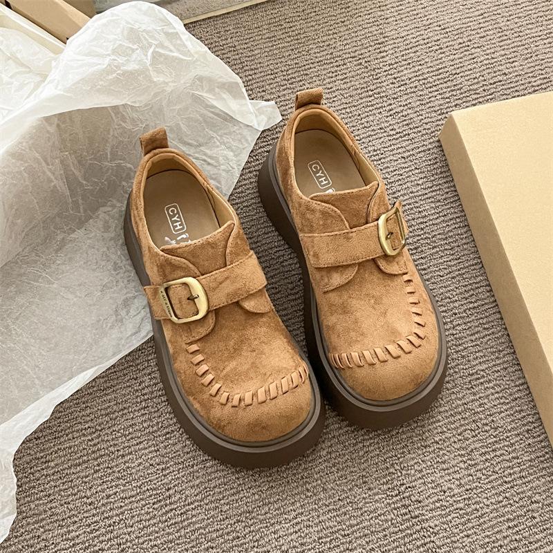 

Маленькие замшевые Биркенштоки в стиле ретро с круглой головкой, женские, осень 2025, новые, легкие, модные, универсальные, женские туфли 40