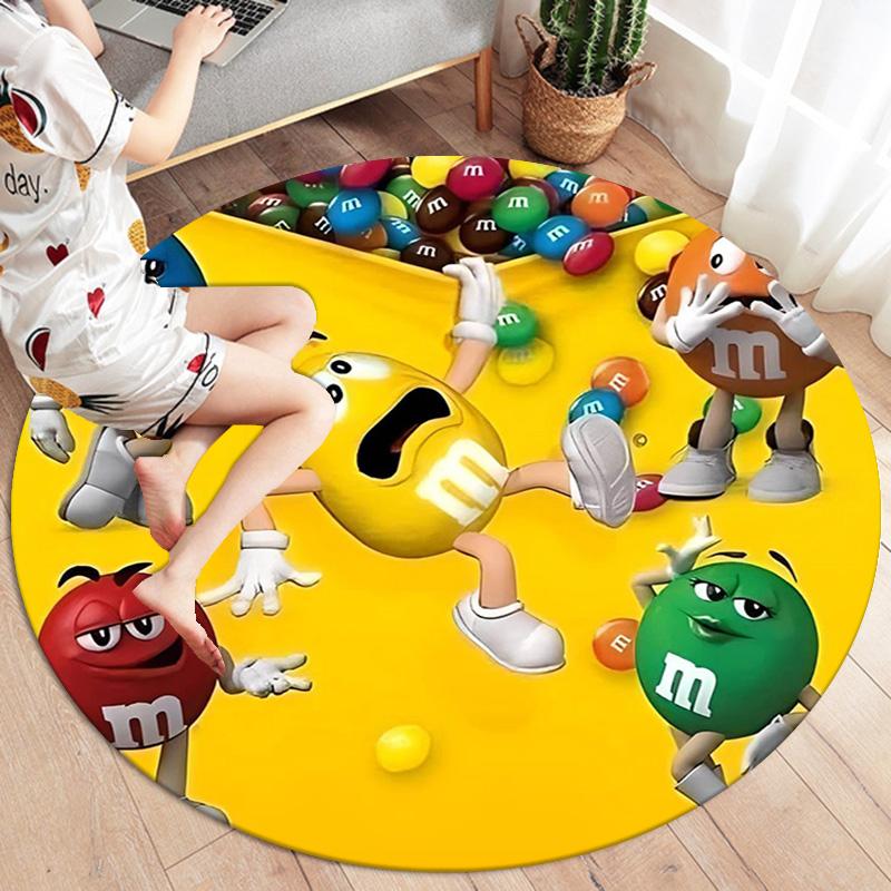 M&M's Round Area Rug,Carpet Rug for Living Room Bedroom Sofa Playroom Decor,Non-slip Floor Mat