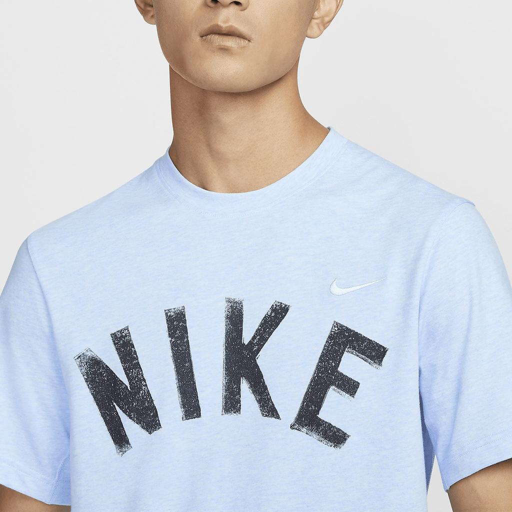 Nike T Shirts Men's Light Blue Crew Neck Moderate Straight Fit FV9771-463
