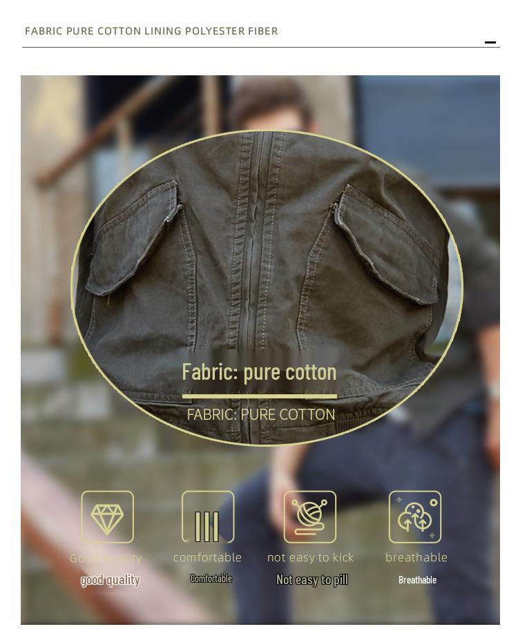 Frühling/Herbst 2025 Herren Militärstil Air Force One Jacke - Stehkragen, Reine Baumwolle, Große Größen, Freizeit