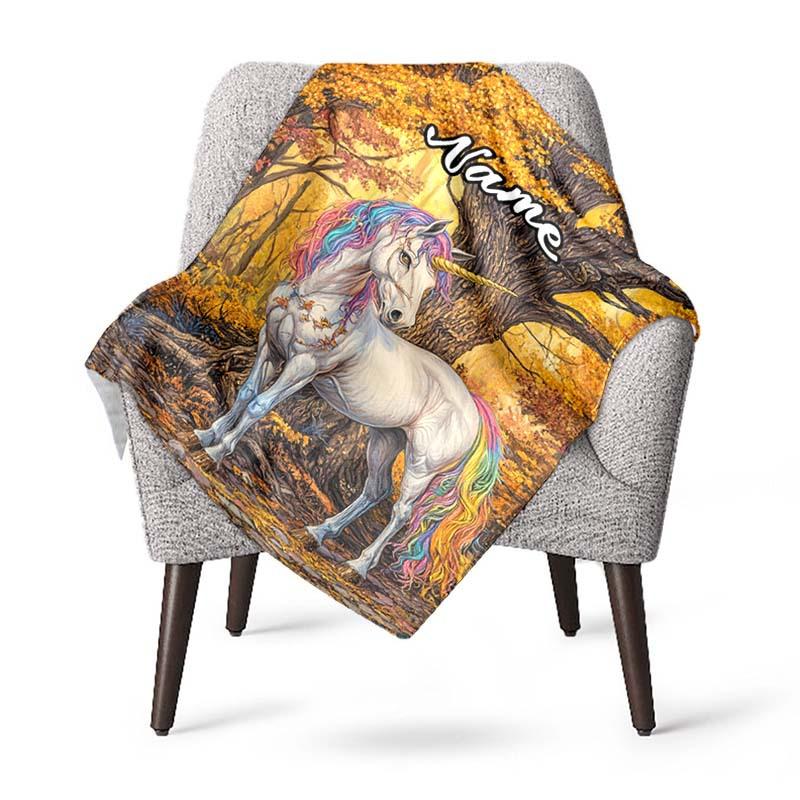 Unicorn Under The Tree Customize Your Name Blanket Used For Chair Office Sofa Bed Camping Soft And Warm Giving Friends And Relatives Birthday