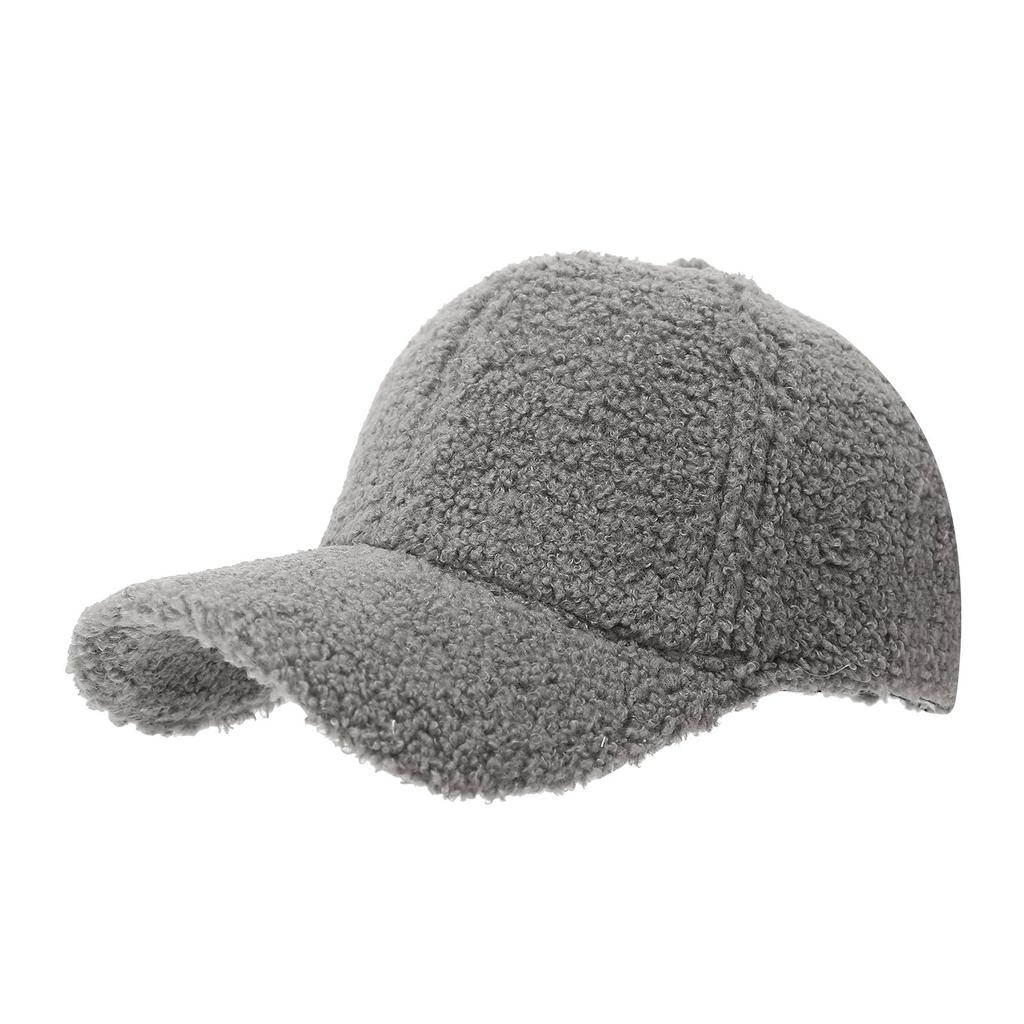 Solid Color Thickened Lamb Wool Baseball Cap Outdoor Cold-resistant, Warm and Windproof Korean Version of Men's and Women's Versatile Cap