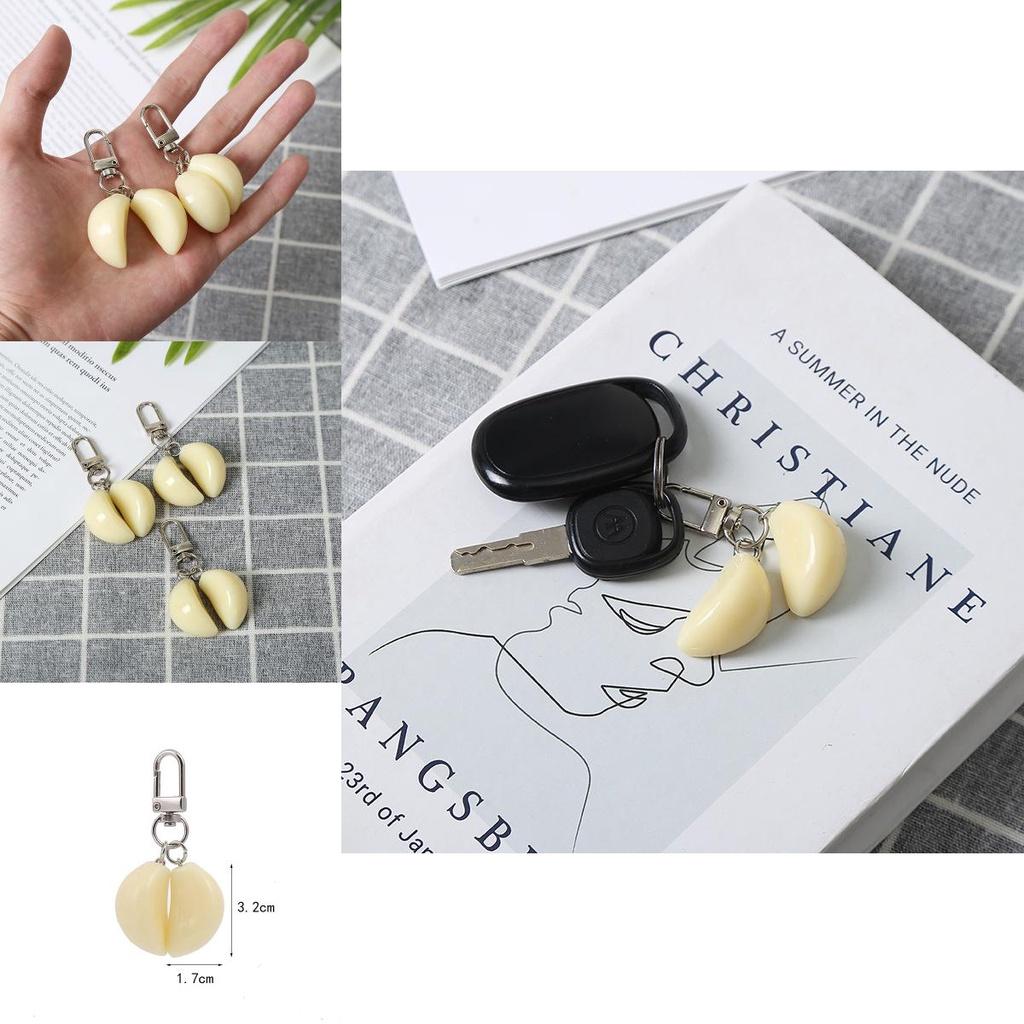 1 Garlic Clove Door Buckle Keychain Realistic Food Toy Personalized Bag Pendant Direct Supply From Manufacturer