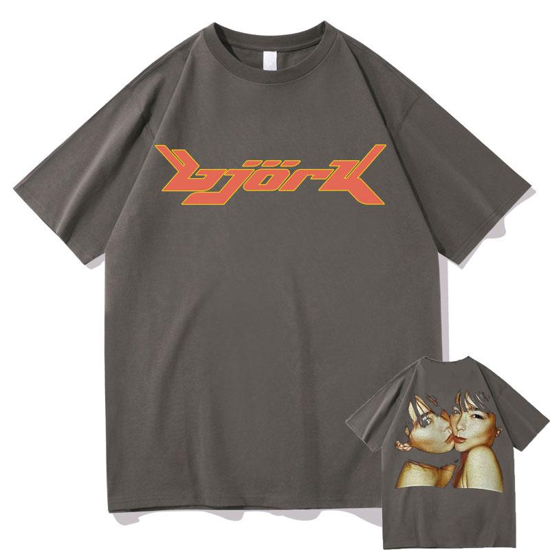 1990 Bjork Heavy Concert Vintage Tshirt Hip Hop Music Album Double Sided Print Oversized Tshirt Men Women Fashion Casual Tees