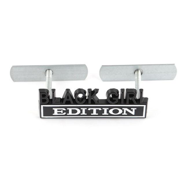 1Pc 3D Metal Black Girl Edition Logo Car Front Grille Emblem Badge Rear Trunk Emblem Sticker Decal