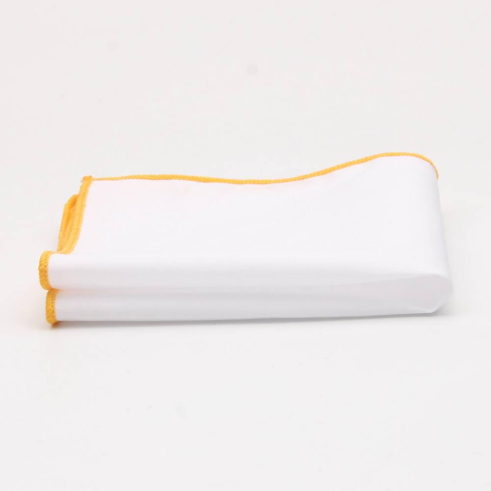 Мужской модный хлопковый нагрудный платок с цветной окантовкой, Белый