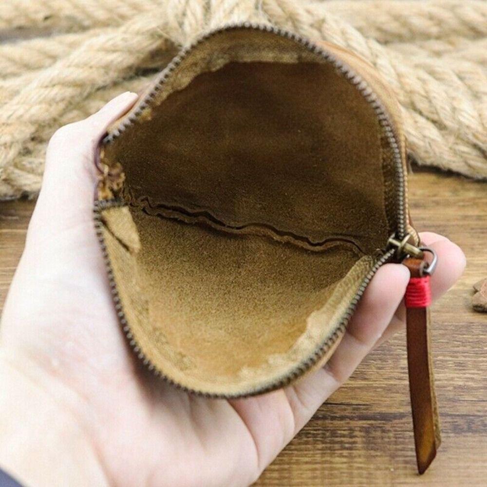 Unisex Leder Münzbeutel Vintage Handgemacht Mehrfarbig Reißverschluss Geldbörse Kartenhalter Schlüsselkartenhalter Tasche für Damen & Herren