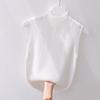 Summer Korean Solid Color Half Turtleneck Sleeveless Casual Knitted Vest For Women