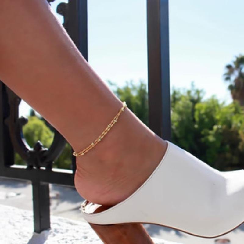 Waterproof Ankle Bracelets For Women Layered Beads Anklets Bracelets For Women Girls Summer Jewelry Gifts