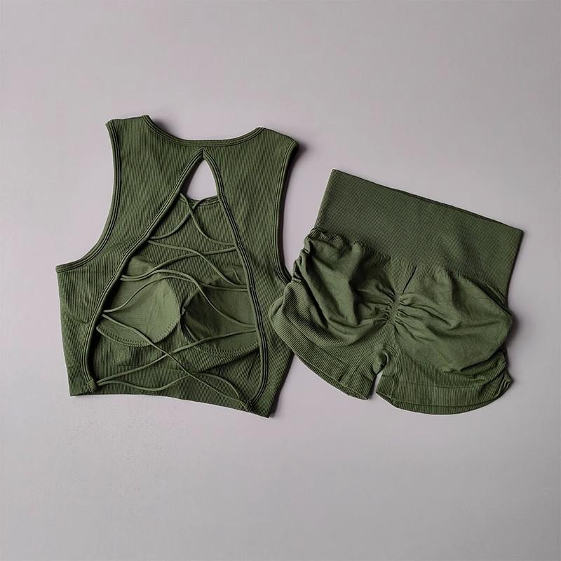 

JYL Contrast Sports Set Backless Tight Yoga Running Outfit S серце золотий колір