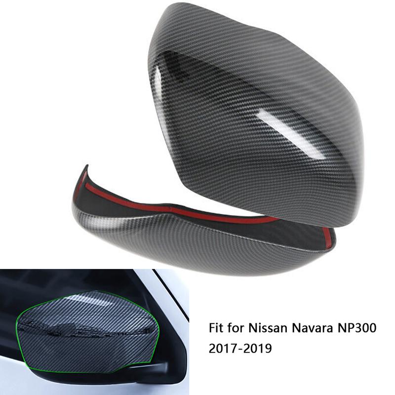2Pcs Car Rear View Side Mirror Cover Trim Carbon Fiber/Chrome Left Right For Nissan Navara NP300 2017 2018 Accessories