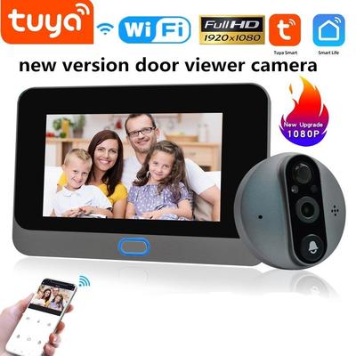 Timbre de Puerta Eléctrico Inteligente WiFi para el Hogar Visor Mirilla Pantalla LCD de 4.3 Pulgadas Visión Nocturna Ojo de Puerta Cámara HD 1080P Monitor de Puerta
