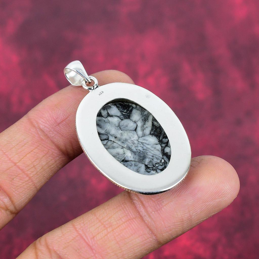 Pinolith Jaspis 925 Sterling Silber Anhänger, handgefertigter Edelstein Anhänger Schmuck, Geschenke für Frau Brandneuer Anhänger