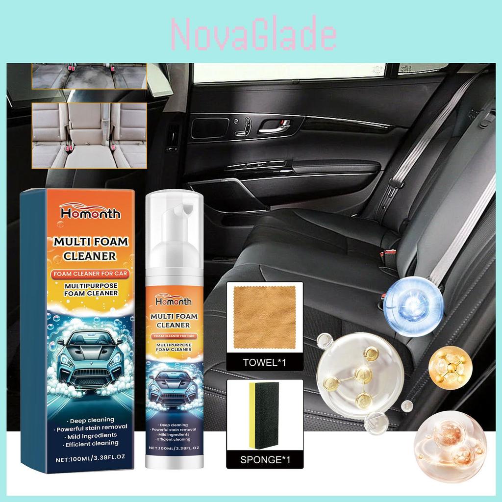 Nettoyant Mousse Multifonctionnel Homonth Pour Sellerie Automobile Et Détail Intérieur Avec Capacité D'Élimination Des Taches Et Serviette Douce Incluse