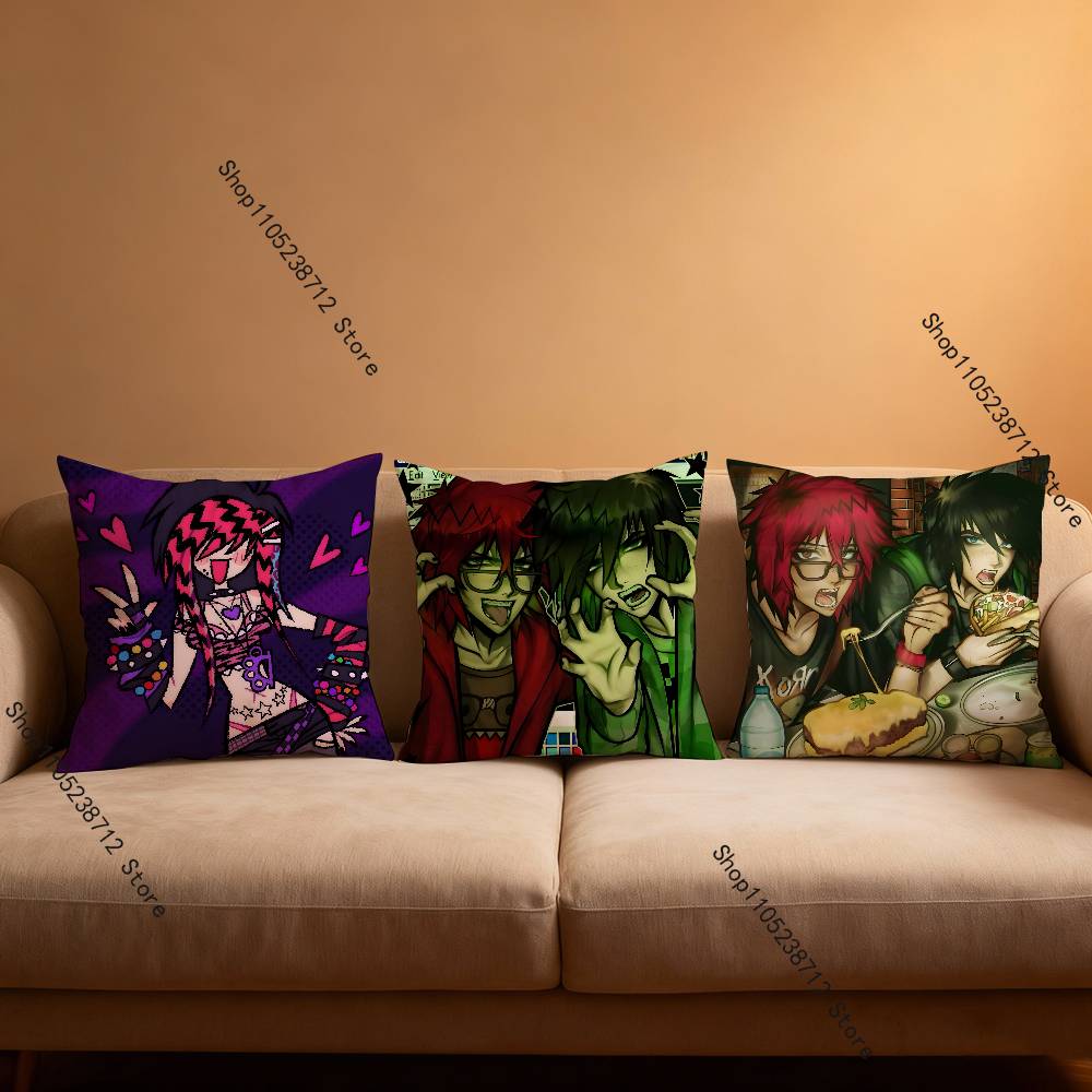 Emo Subculture Art Pillowcase Pillowslip Cushion Plush Boys Girls Cartoon Anime Kawaii Decoration Kids Birthday Cute Gifts