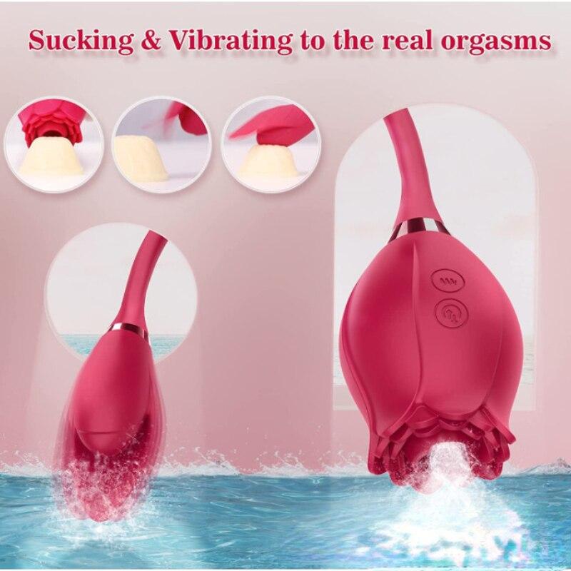 Rose Sucking Vibrator Licking Tongue Clit Sucker Nipple Blowjob Clitoris Stimulation Female Masturbation Sex Toys for Women
