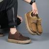 2025 High-End Cowhide Casual Sneakers: Genuine Leather, Thick Breathable Sole, Versatile Trendy Design for Workwear.