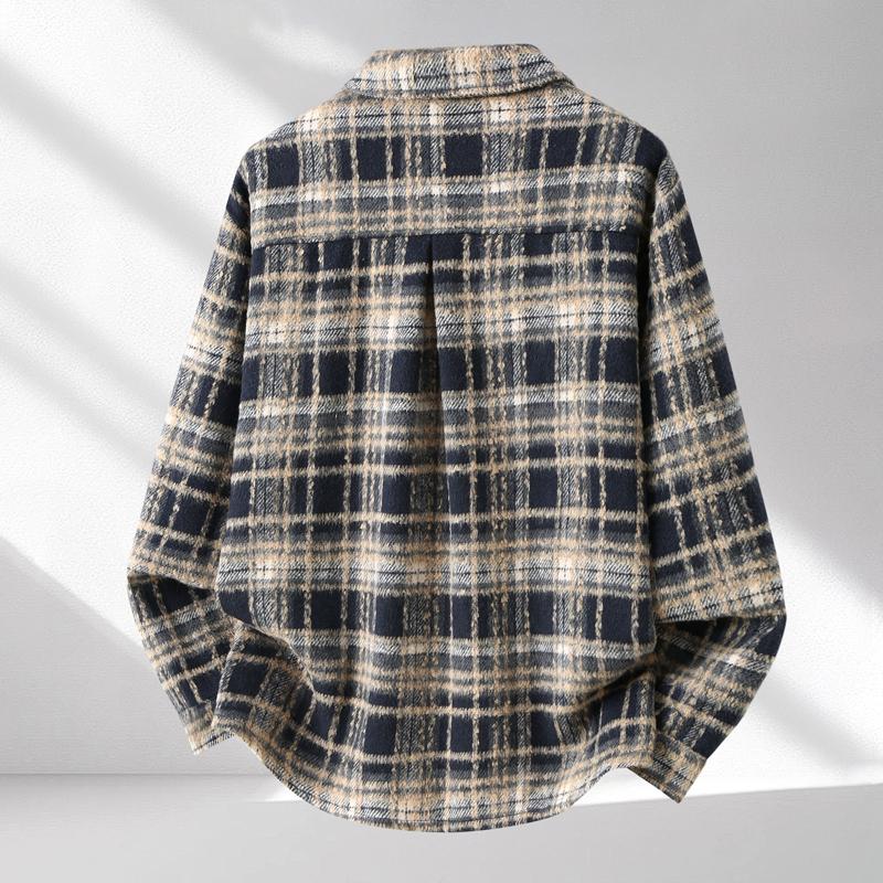Men's Plus Size Plaid Flannel Shirt Lapel Collar Oversized Shacket 4XL‑10XL