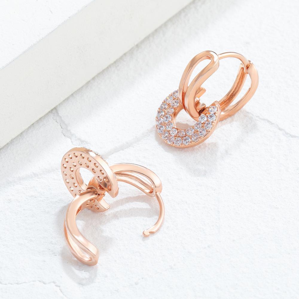 Round Stud Earrings Femininity Simple High Quality Ear Buckle Personality Full Diamond Earrings Earrings Direct Supply