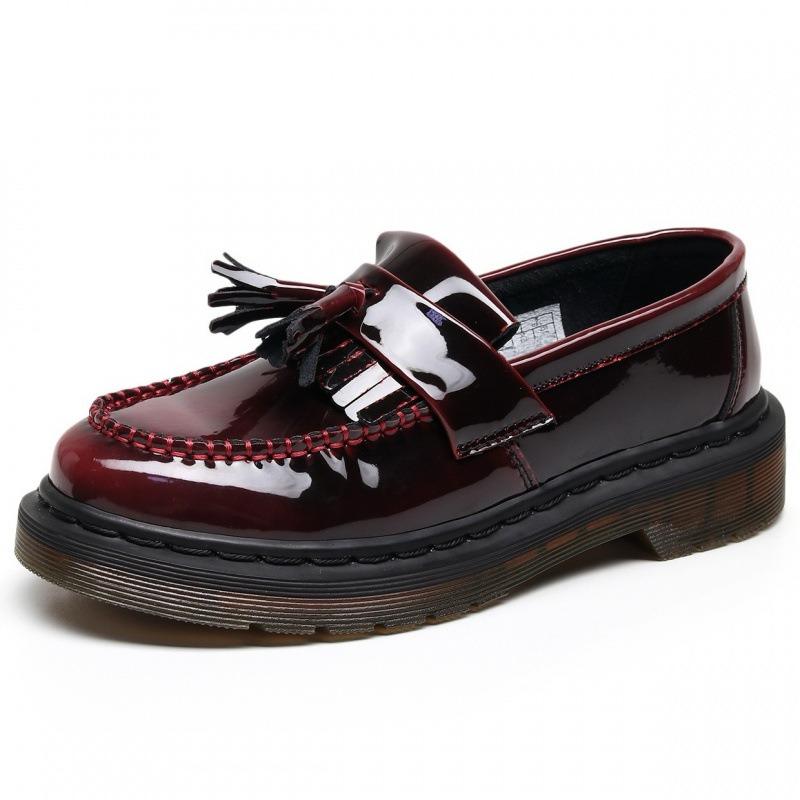 Women's leather low-top color-changing red small leather shoes Women's fashion student round head break