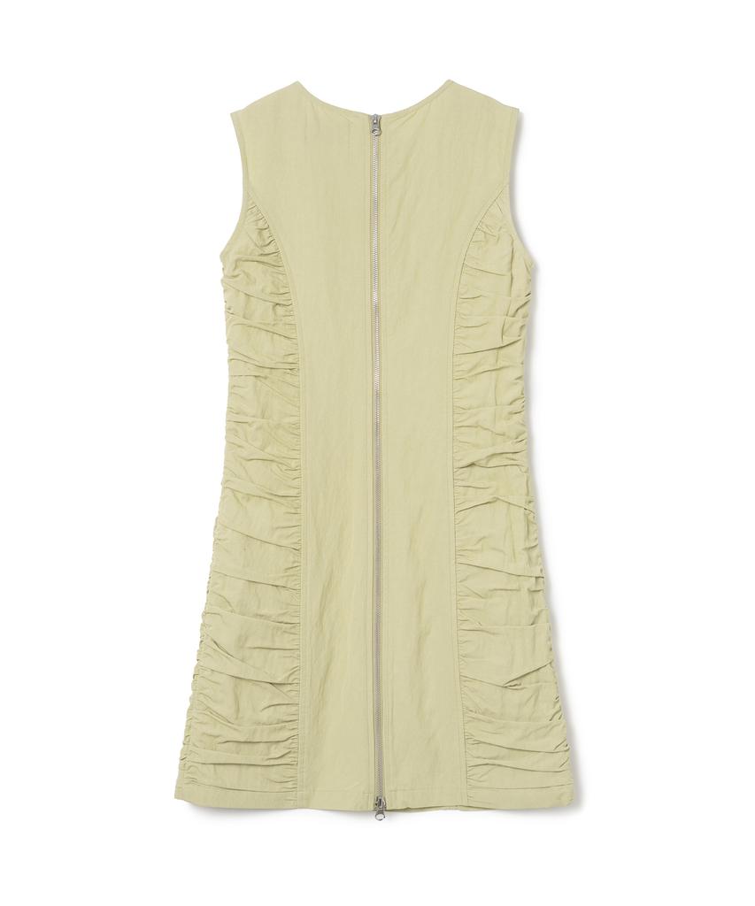 Milo Woman Shirred Zip-Up Mini Dress [Pale Yellow]