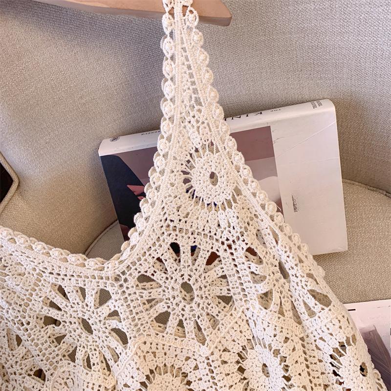 Dress Women Knitting Lace Long Hollow Out Sexy Vest O-Neck Hollow Summer Style Tops Tees Loose Basic