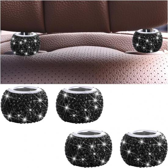 4PCS Bling Car Headrest Collars, Crystal Rhinestone Vehicle Head Rest Collars Decorative Rings, Diamond Automotive Seat Interior Charms Accessories,