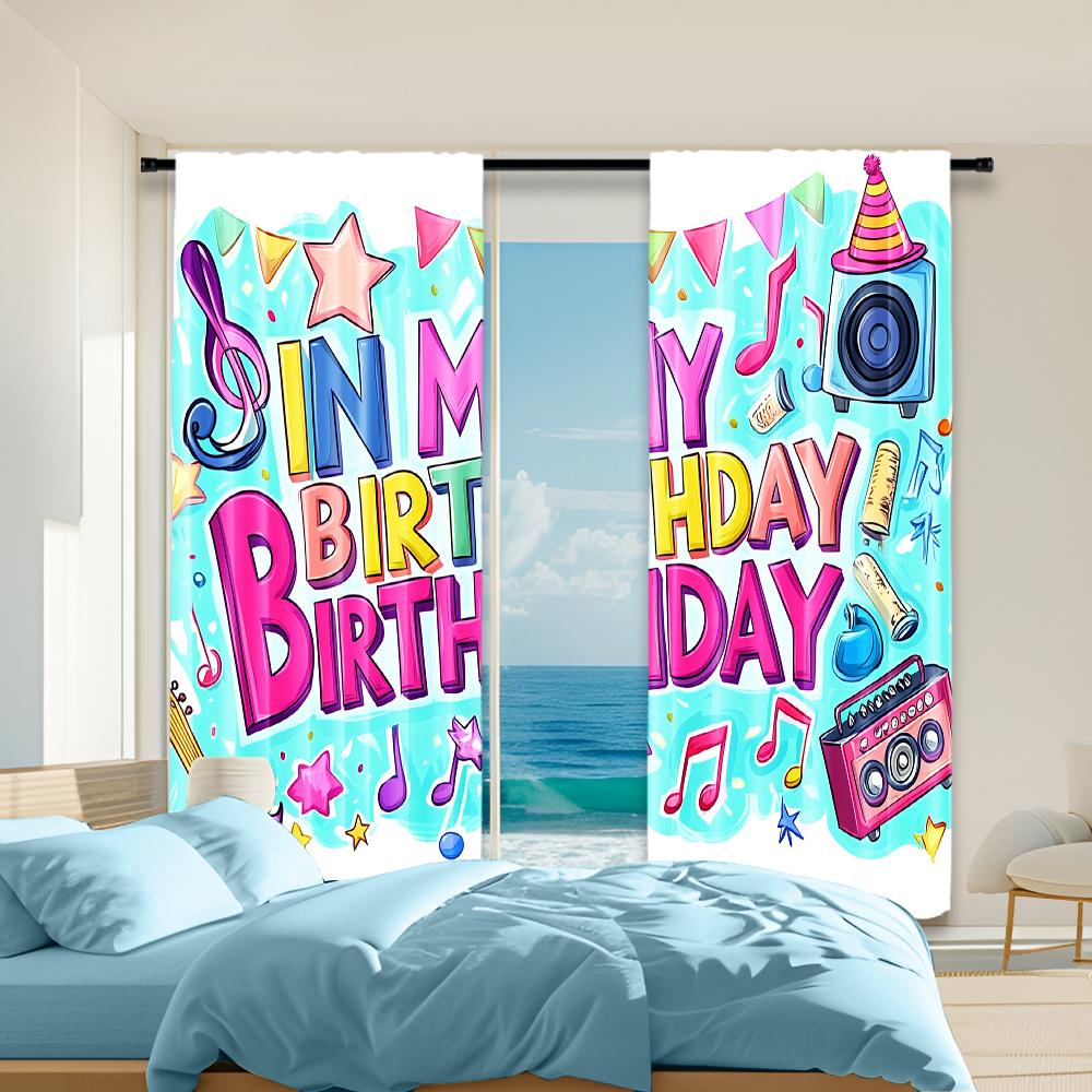 

2 pcs versatile polyester transparent curtains for home decoration Rainbow Colors Birthday for use in bedrooms and living rooms 100*130 HOOK 1pcs