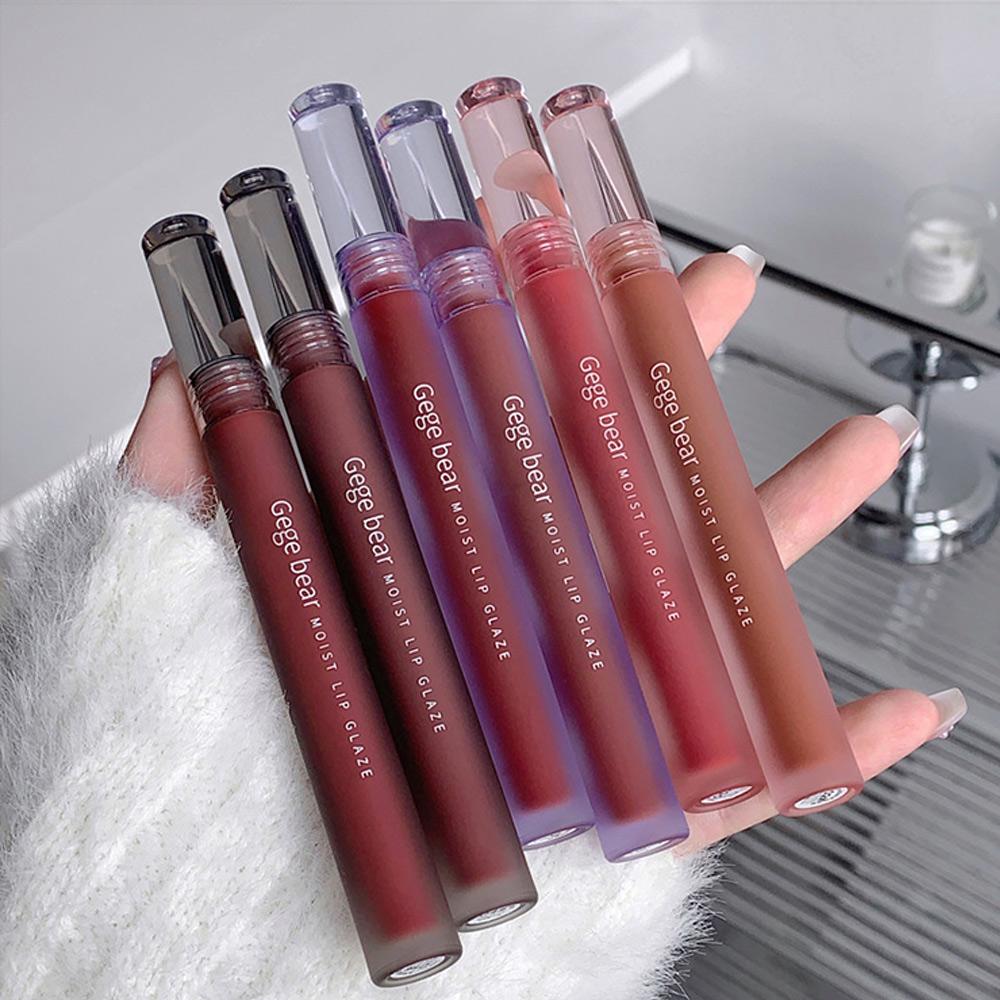 GEGE BEAR Wodoodporny Aksamitny Matowy Błyszczyk do Ust - Nude Brązowy Odcień Ust, Długotrwały Kolor i Gładkie Wykończenie, Imprezowa Pomadka w Płynie