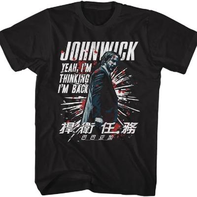 John Wick T Shirt I'm Thinking I'm Back Adult Short Sleeve T Shirts Action Movie Graphic Tees Men