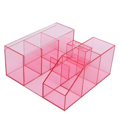 Großes Fassungsvermögen Wimpernverpflanzung Nagelkunst Tattoo Werkzeug Aufbewahrungsbox Koffer Organizer (Rosa Transparent)