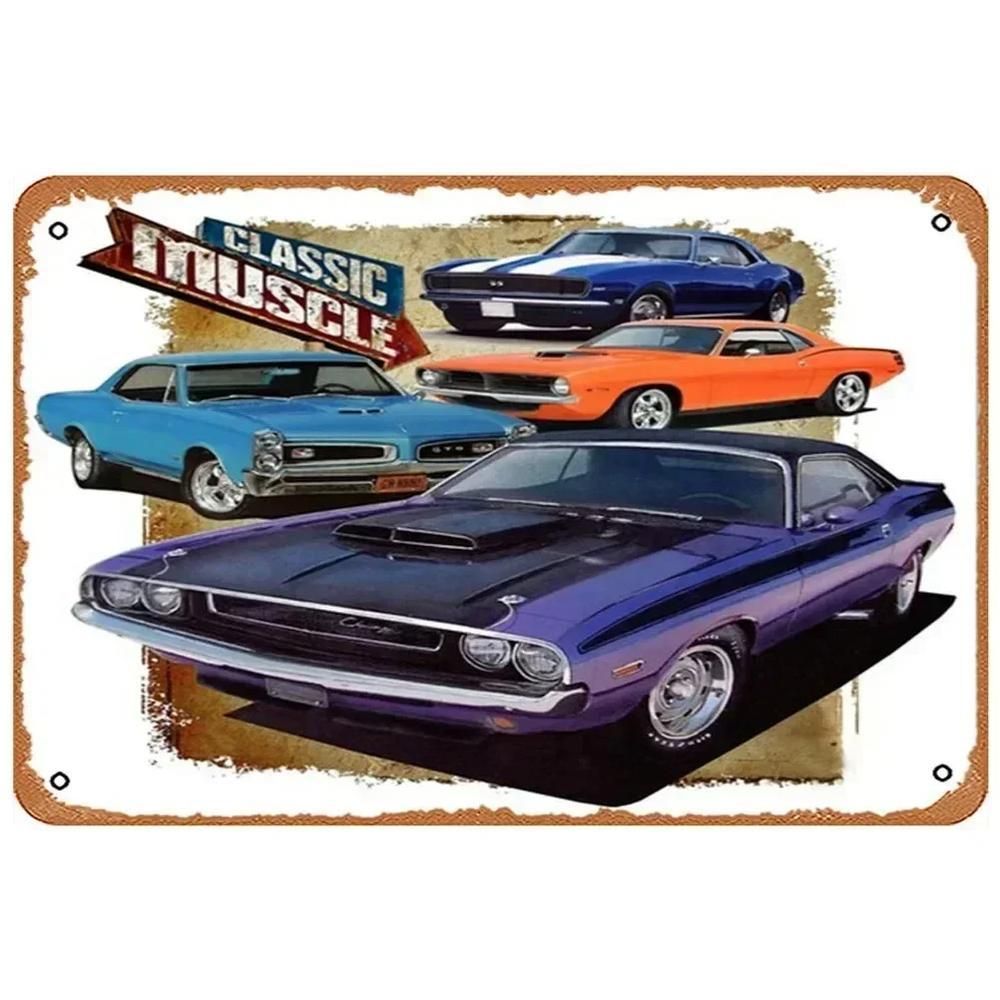 Retro Metal Sign - Classic Car Wall Art for Man Cave, Garage, Home Bar Decor