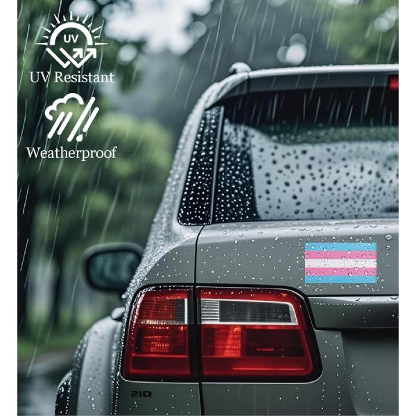 3 Pcs Transgender Rainbow Pride Flag Car Stickers, 3x5 Inches Transgender LGBTQ Flag Vinyl Decal for Outside of Car, Vehicles Car Window Bumper,